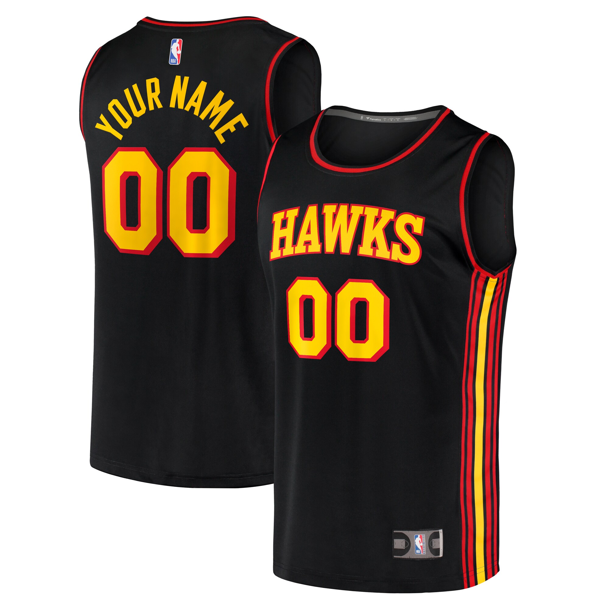 Onlysellerpro Atlanta Hawks Fanatics Youth Fast Break Replica Custom Jersey - Statement Edition - Black 