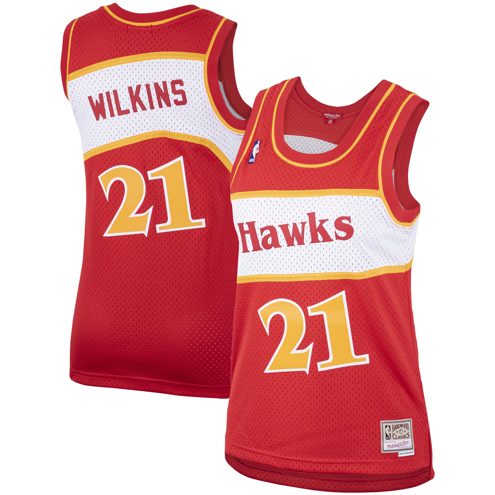 Onlysellerpro Dominique Wilkins Atlanta Hawks Mitchell Ness Women's Hardwood Classics Swingman Jersey - Red 