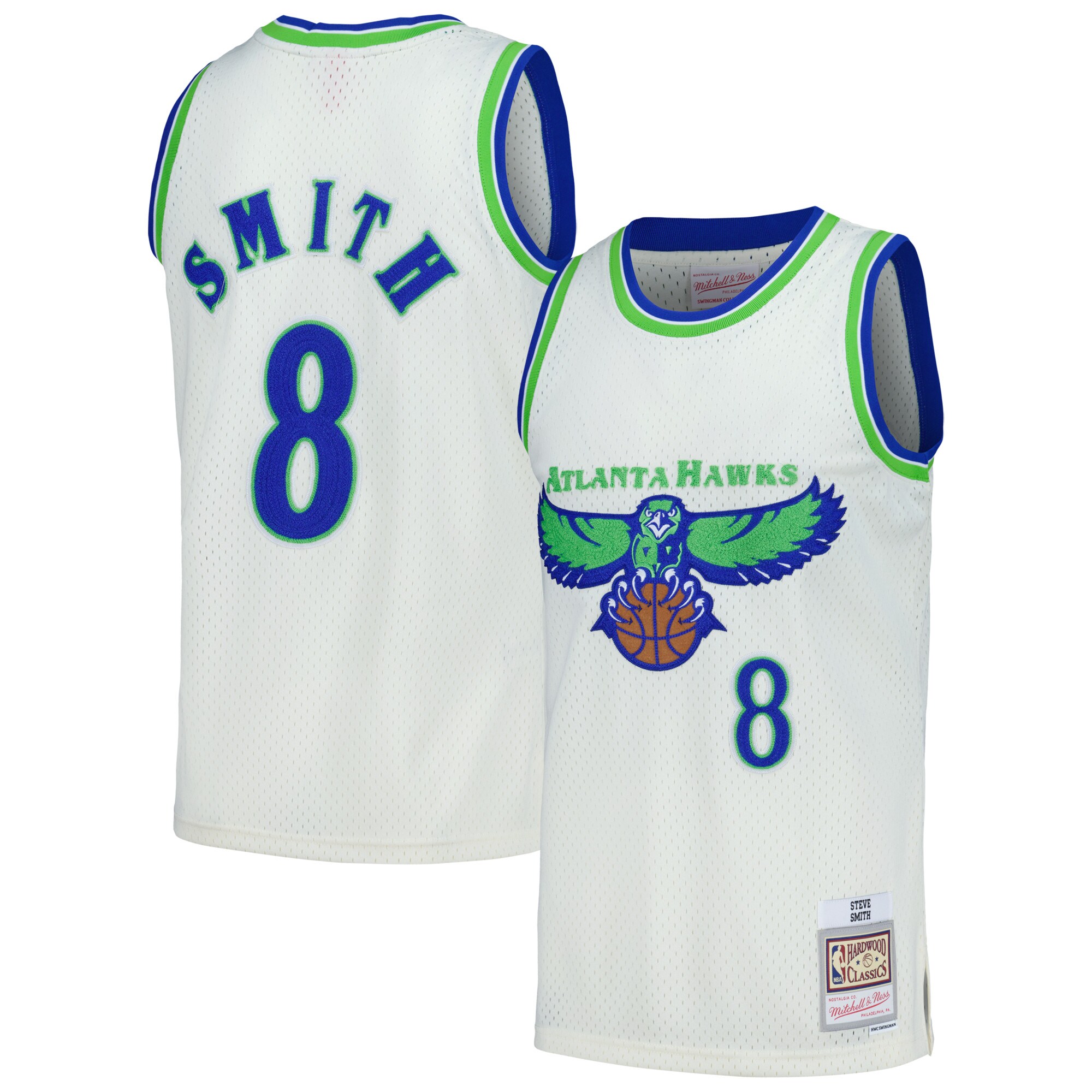 Onlysellerpro Steve Smith Atlanta Hawks Mitchell Ness Chainstitch Swingman Jersey - Cream 