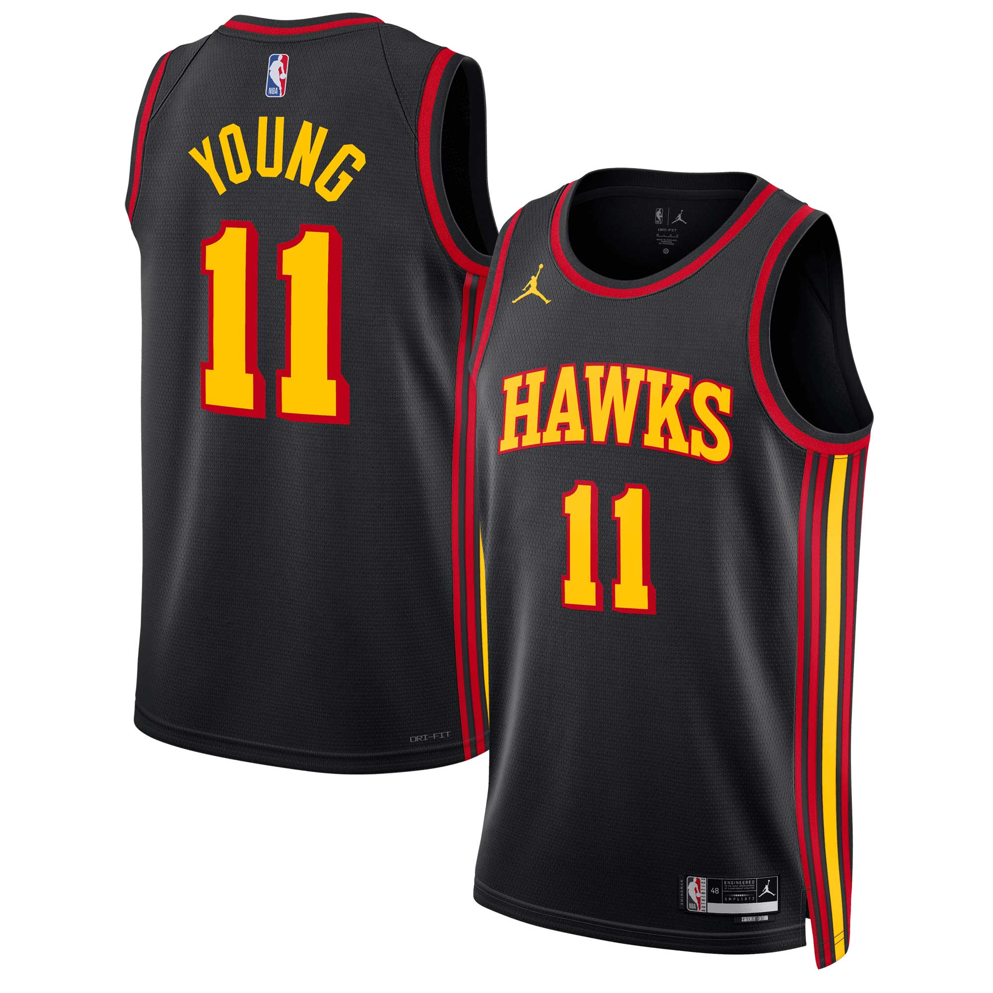 Onlysellerpro Trae Young Atlanta Hawks Jordan Brand Unisex Swingman Jersey - Statement Edition - Black 