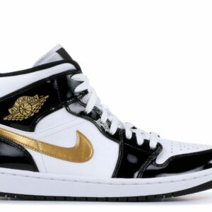 Air Jordan 1 Mid Patent 'Black Gold' Unfading Sneaker
